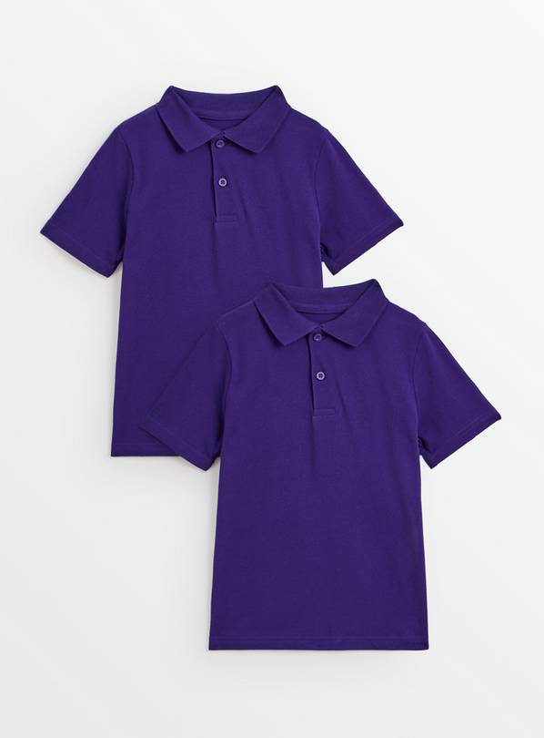 2 Pack Purple Unisex Polo Shirts 6 years